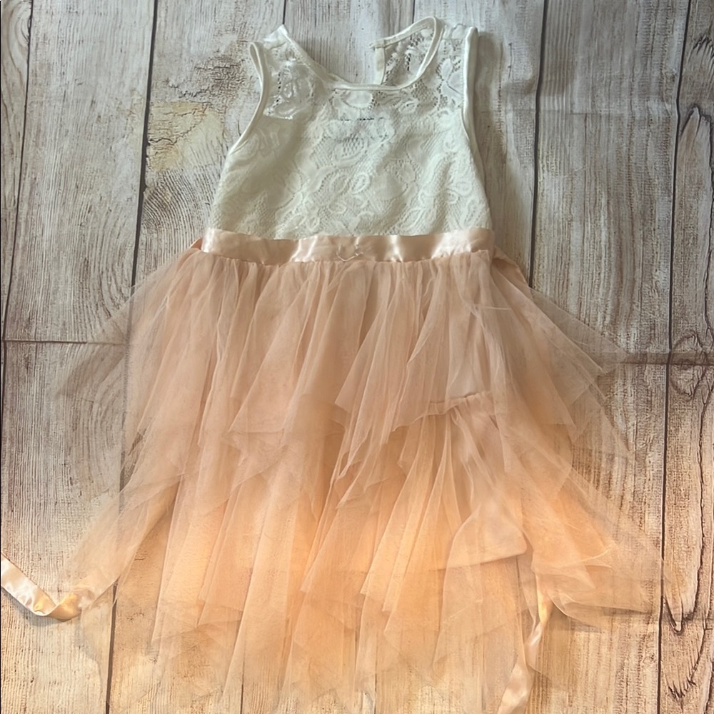 Cream and Peach Lace Dress 4T